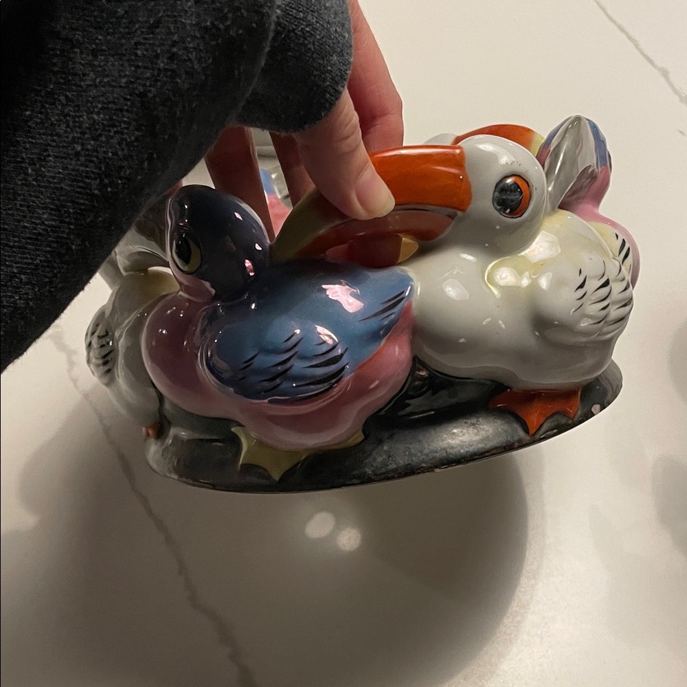 Colorful Ceramic Toucan Bird Planter lusterware